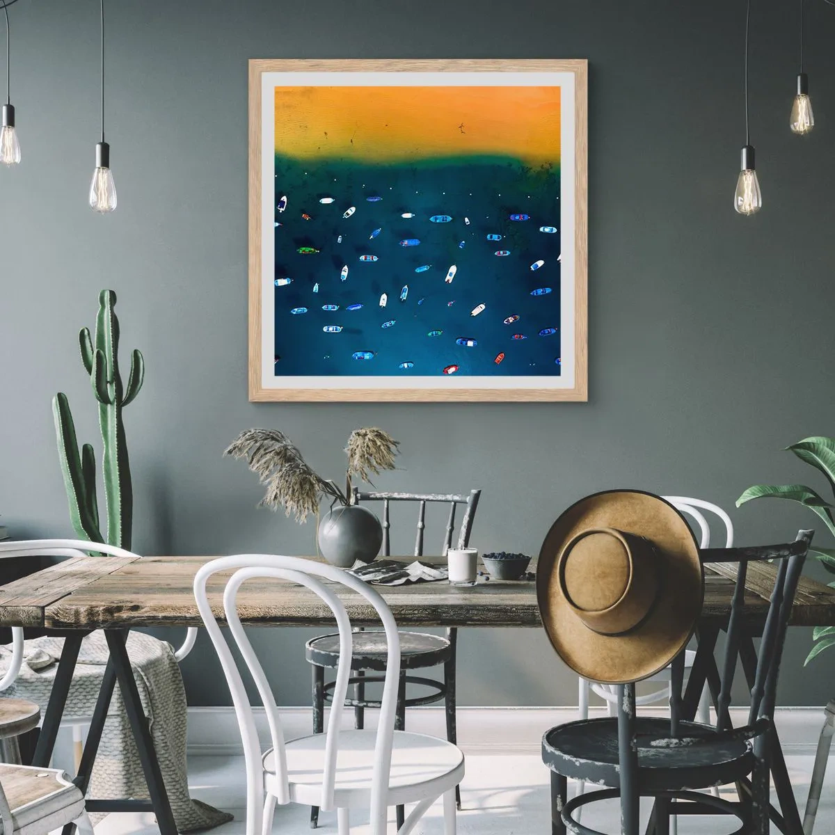 Affiche dans un chêne clair - Poster - Jeu de vacances - 50x50 cm