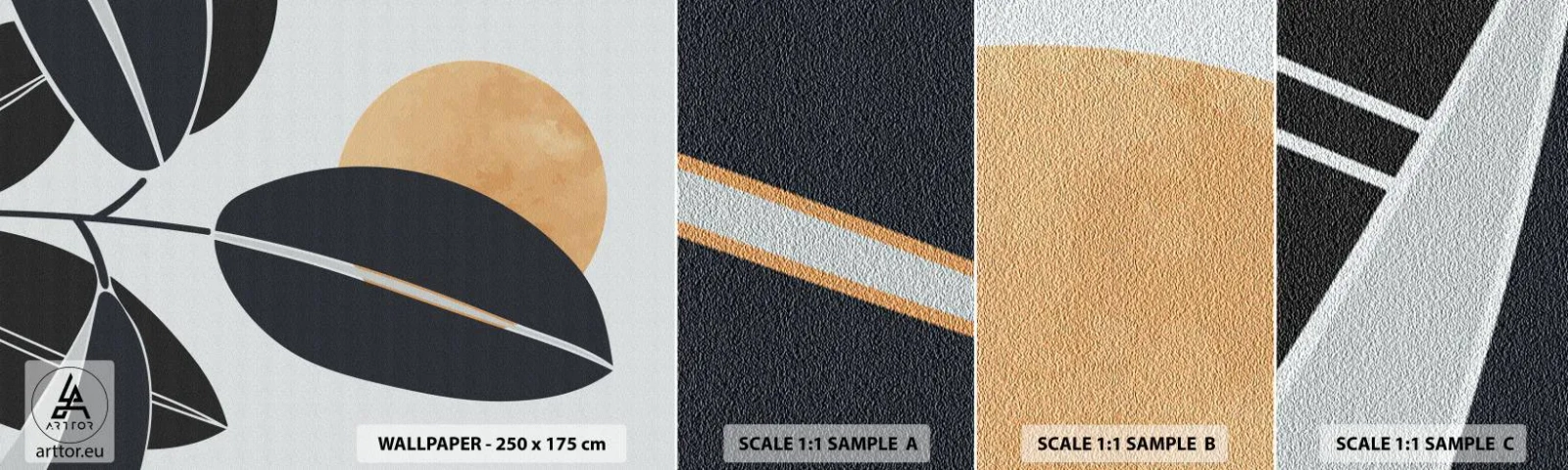 Échantillon De Papier Peint Standard Eco - Une chaude journée d'été - Botanique, Feuilles, Minimalisme - 100x30 cm