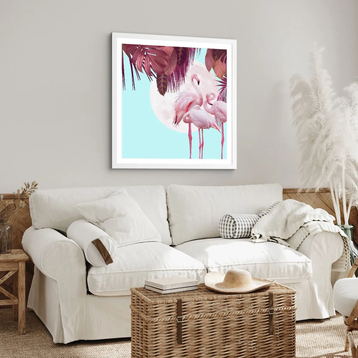 Affiche dans un cadre blanc - Poster - Trois oiseaux gracieux - 40x40 cm
