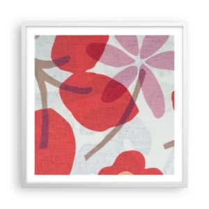 Affiche dans un cadre blanc - Poster - Composition florale dans les roses - 60x60 cm
