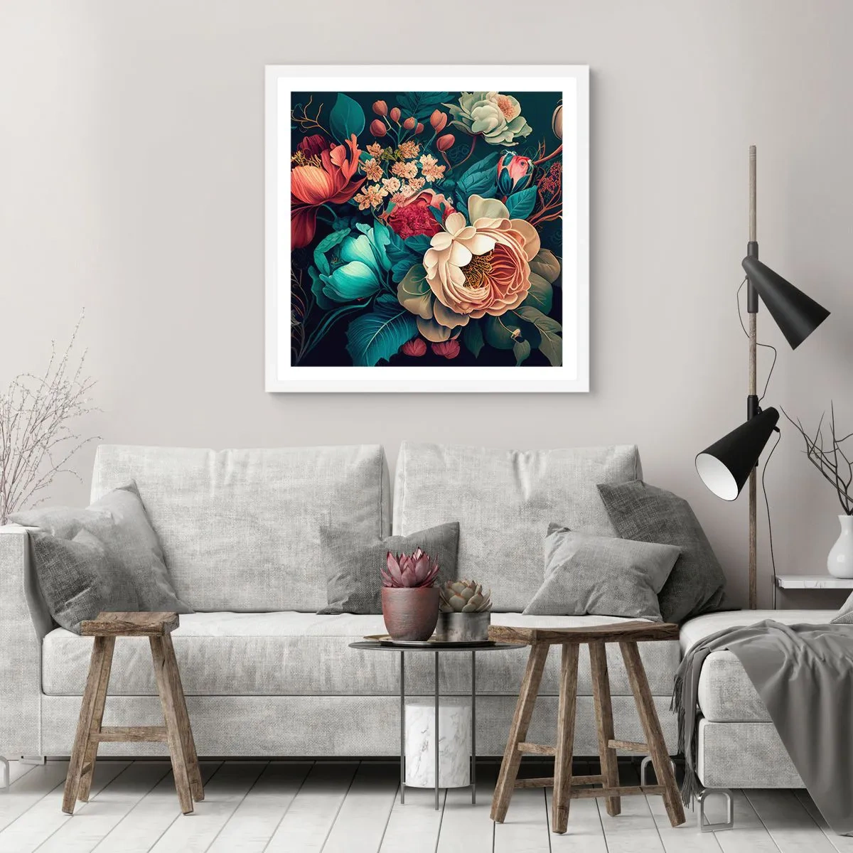 Affiche dans un cadre blanc - Poster - le charme du 19ème siècle - 30x30 cm