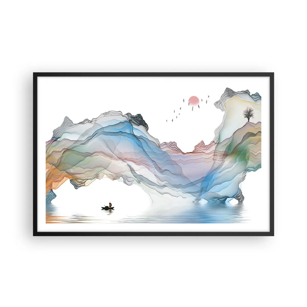 Affiche dans un cadre noir - Poster - Vers les montagnes de cristal - 91x61 cm