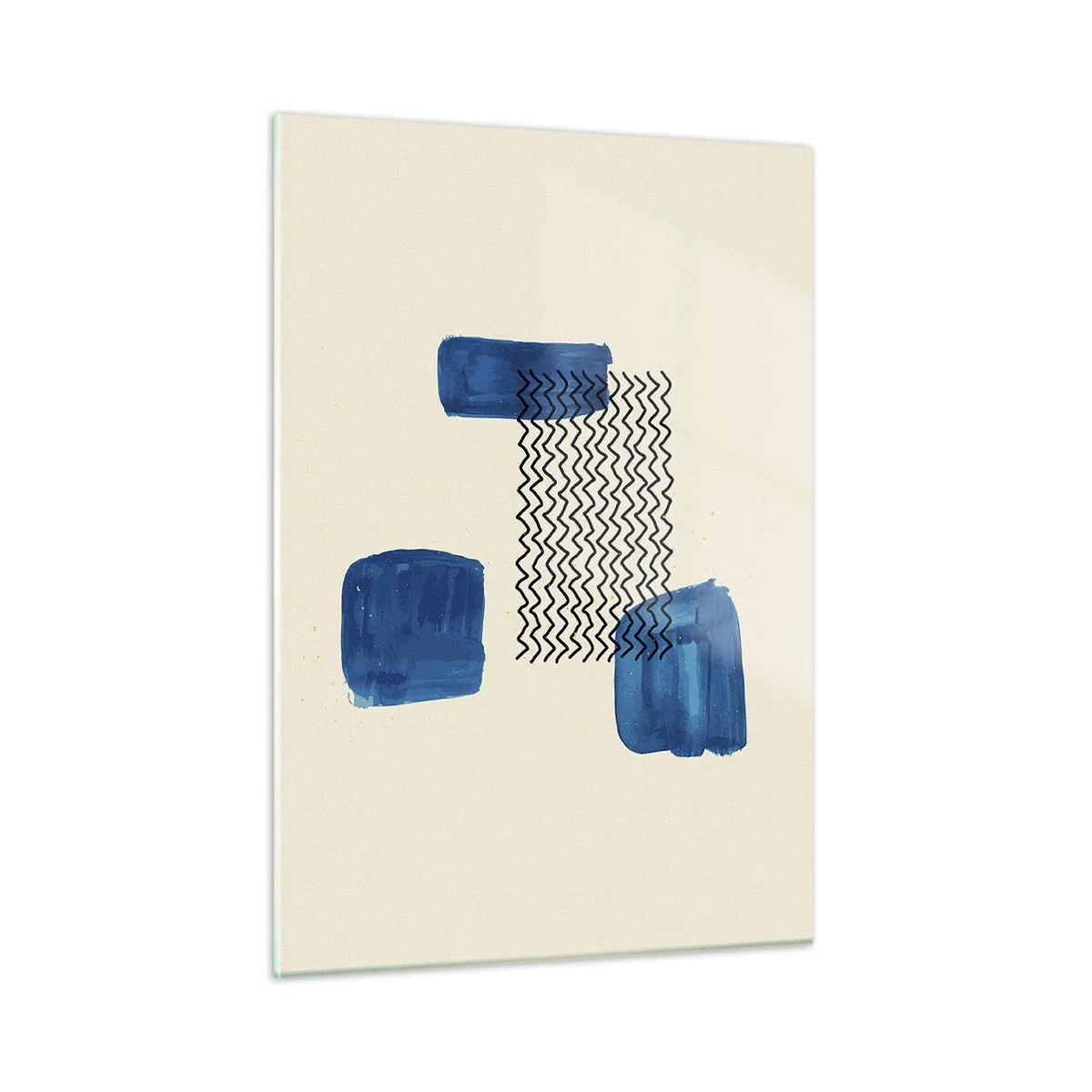 Impression sur verre - Image sur verre - Abstraction moderne avec des accents bleus - 50x70cm - Quatuor abstrait - Décoration murale moderne pour le salon et la chambre ARTTOR