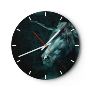 Horloge murale - Pendule murale - Une licorne dans un décor de forêt sombre - 30x30cm - Dans une forêt de conte de fées - Décoration murale moderne pour le salon, la cuisine et la chambre ARTTOR