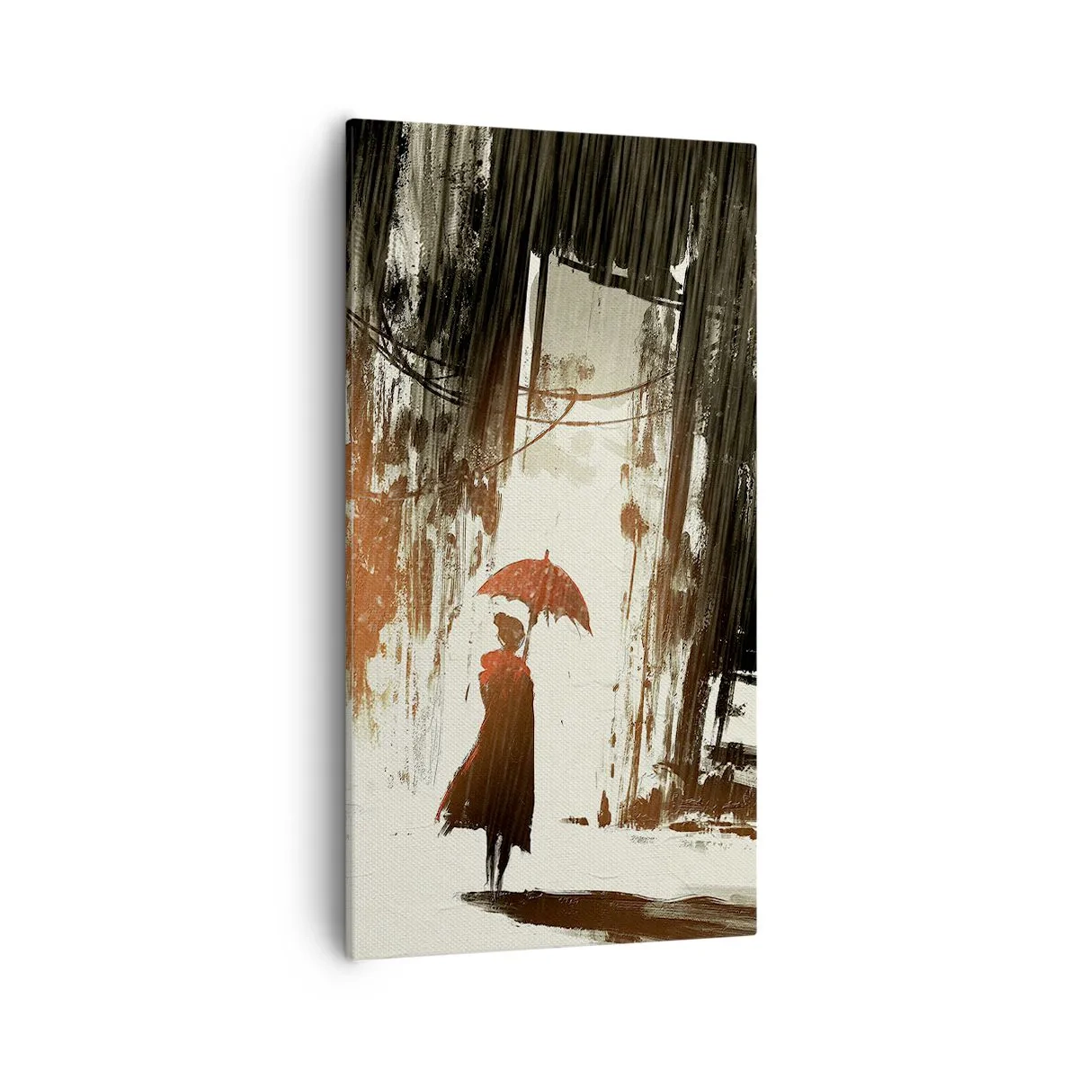Impression sur toile - Image sur toile - La poésie du parapluie rouge - 55x100 cm