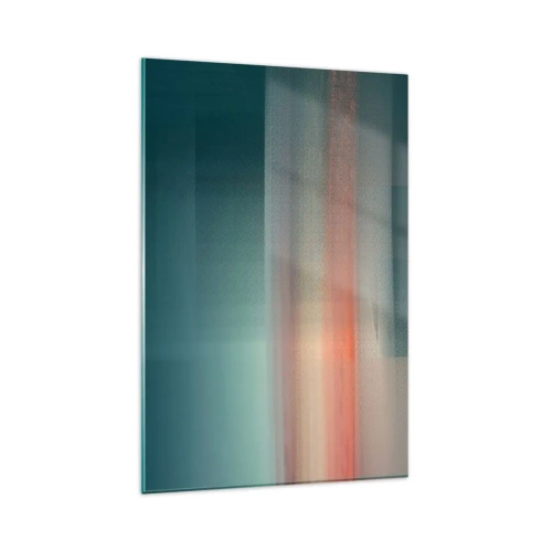 Impression sur verre - Image sur verre - Un coucher de soleil aux tons pastel sur un horizon calme - 80x120cm - Résumé : vagues de lumière - Décoration murale moderne pour le salon et la chambre ARTTOR