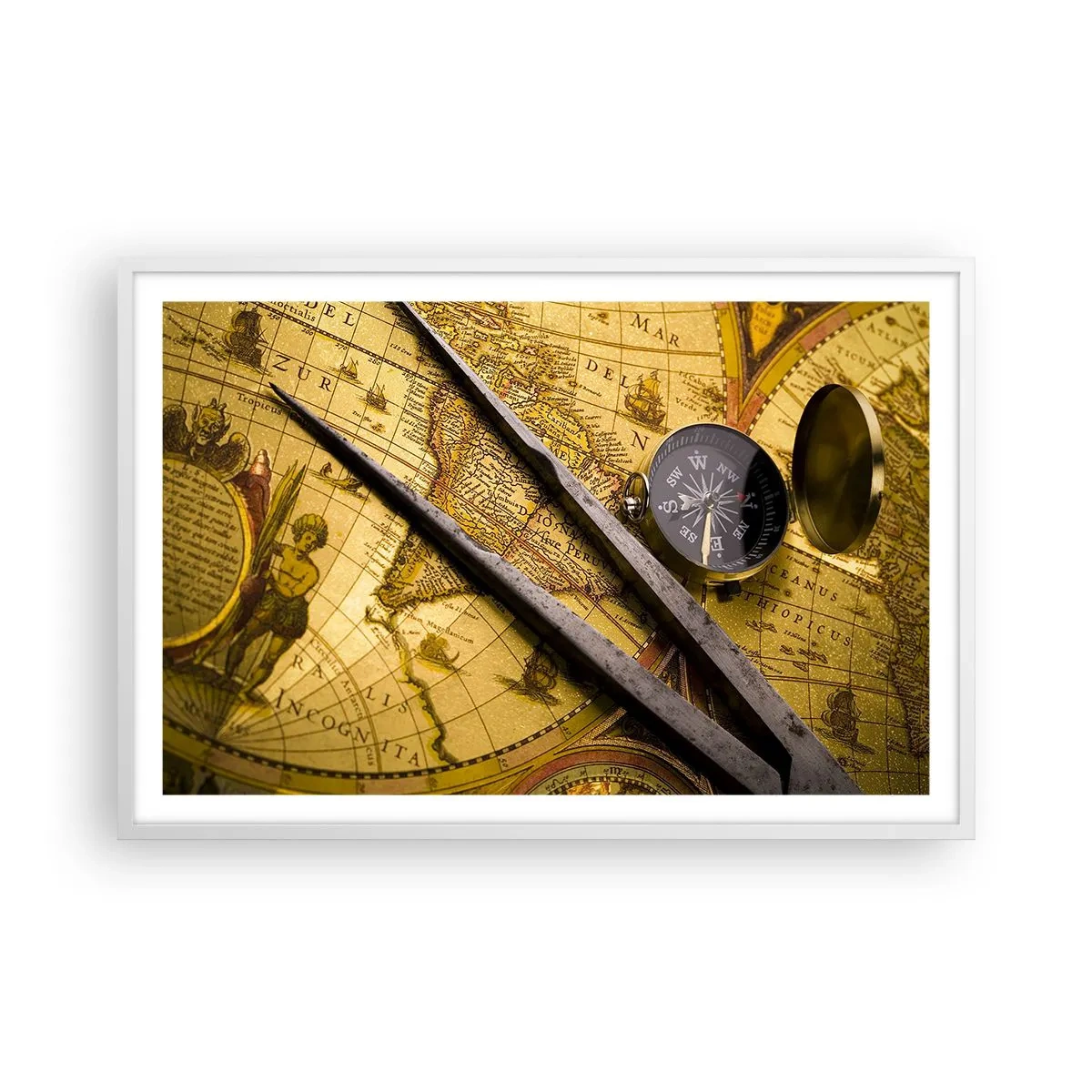 Affiche dans un cadre blanc - Poster - Où sont ces trésors? - 91x61 cm