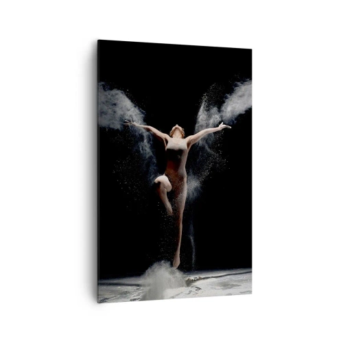 Impression sur toile - Image sur toile - Une danseuse en mouvement avec un effet de poussière saisissant sur fond noir - 80x120cm - Les elfes existent - Décoration murale moderne pour le salon et la chambre ARTTOR