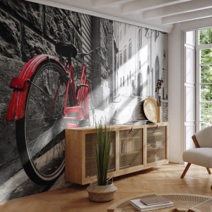 Papier Peint Photo Premium Sand - La vraie beauté ne vieillit pas - Ville, Architecture, Vélo - 150x105 cm