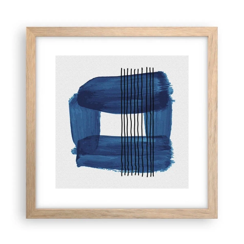 Affiche dans un chêne clair - Poster - Composition noire-bleue - 30x30 cm