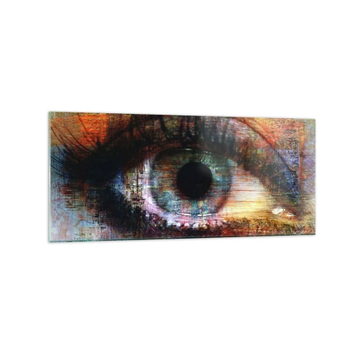 Impression sur verre - Image sur verre - Œil artistique dans l'abstraction multicolore - 120x50cm - Vous pouvez jeter un coup d'œil dans l'âme - Décoration murale moderne pour le salon et la chambre ARTTOR