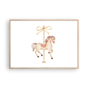 Affiche dans un chêne clair - Poster - Un trot gracieux - 100x70 cm