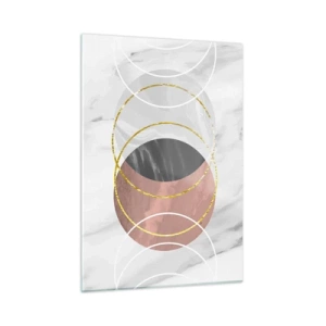 Impression sur verre - Image sur verre - Cercles géométriques dans des tons de cuivre, d'or et de marbre - 50x70cm - Musique des sphères - Décoration murale moderne pour le salon et la chambre ARTTOR