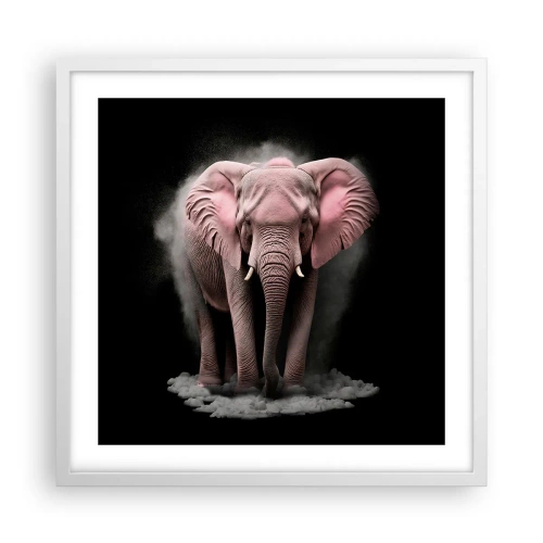 Affiche dans un cadre blanc - Poster - Ne pensez pas à un éléphant rose ! - 50x50 cm