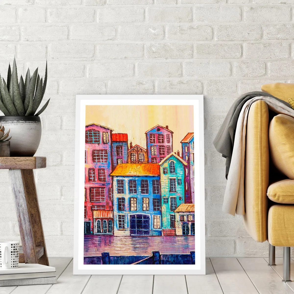 Affiche dans un cadre blanc - Poster - Une ville comme dans un conte de fées - 40x50 cm