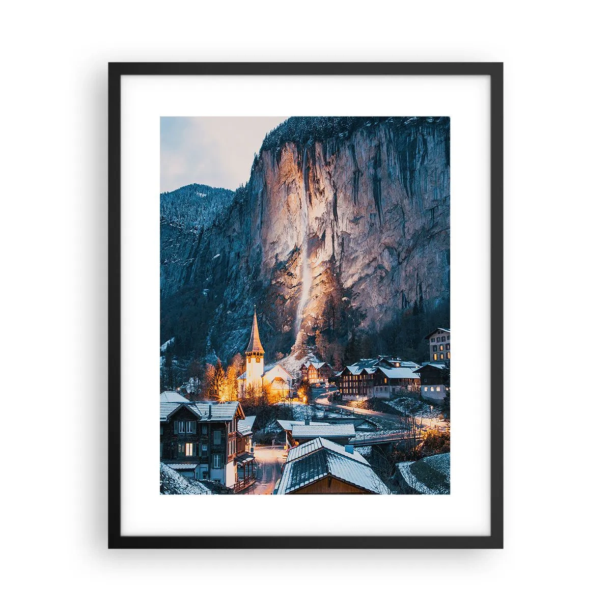 Affiche dans un cadre noir - Poster - Esprit brillant de l'hiver - 40x50 cm