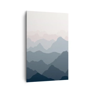 Impression sur toile - Image sur toile - Subtiles couches de montagne dans des tons de gris et de bleu - 80x120cm - Vagues de montagnes - Décoration murale moderne pour le salon et la chambre ARTTOR