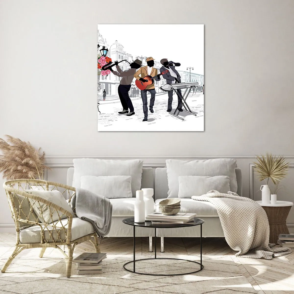 Impression sur verre - Image sur verre - Musique de rue - 60x60 cm