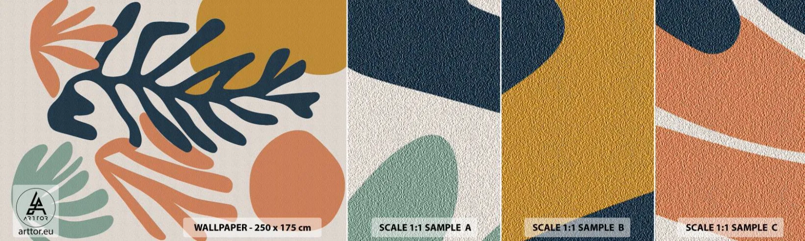 Échantillon De Papier Peint Standard Eco - Mers de corail - Bohème, Minimaliste, Feuille - 100x30 cm