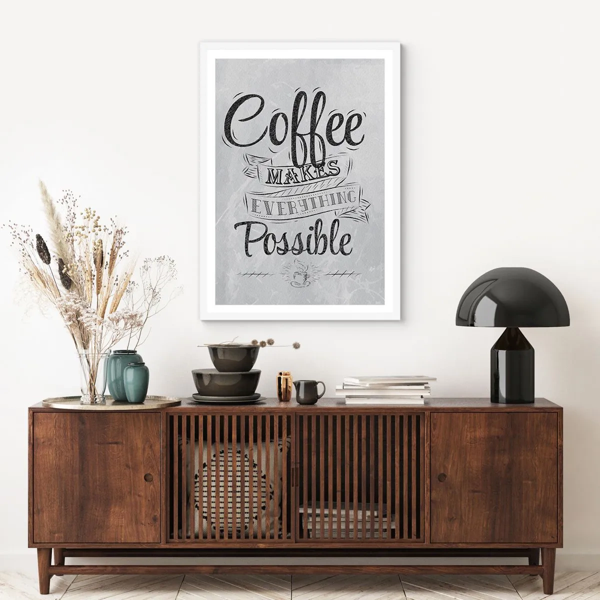 Affiche dans un cadre blanc - Poster - Comment ne pas aimer le café maintenant - 50x70 cm