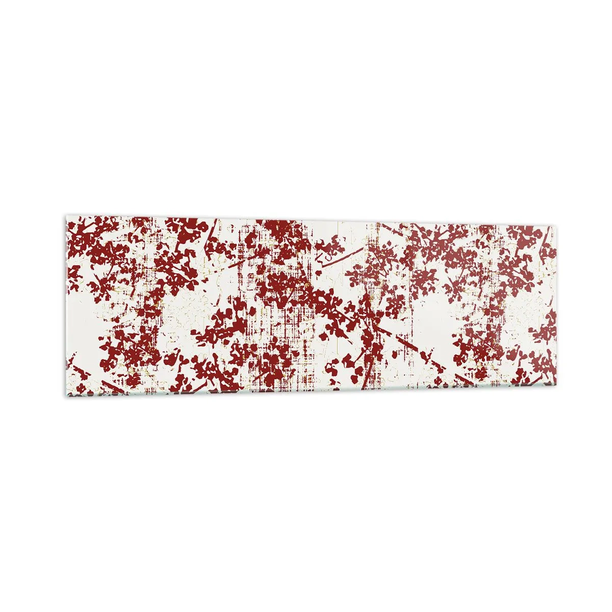 Impression sur verre - Image sur verre - Fleurs rouges sur fond blanc dans un style artistique - 160x50cm - Comme un calicot ancien - Décoration murale moderne pour le salon et la chambre ARTTOR
