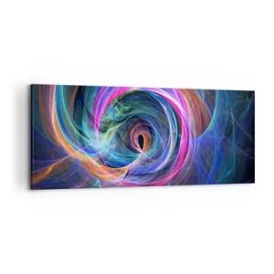 Impression sur toile - Image sur toile - Un tourbillon abstrait de couleurs dans des tons de violet, de rose et de bleu. - 120x50cm - Où m'emmènes-tu ? - Décoration murale moderne pour le salon et la chambre ARTTOR