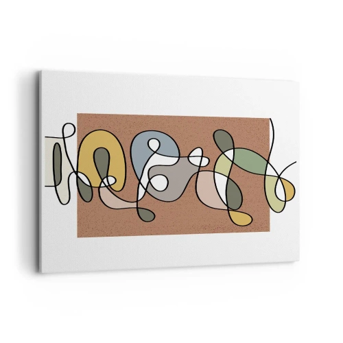 Impression sur toile - Image sur toile - Abstraction colorée avec des taches et des lignes - 100x70cm - Une abstraction qui mérite le sourire - Décoration murale moderne pour le salon et la chambre ARTTOR