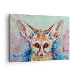 Impression sur toile - Image sur toile - Un portrait coloré d'un renard fennec dans le style d'une peinture expressive. - 70x50cm - Etes-vous prêts pour moi? - Décoration murale moderne pour le salon et la chambre ARTTOR
