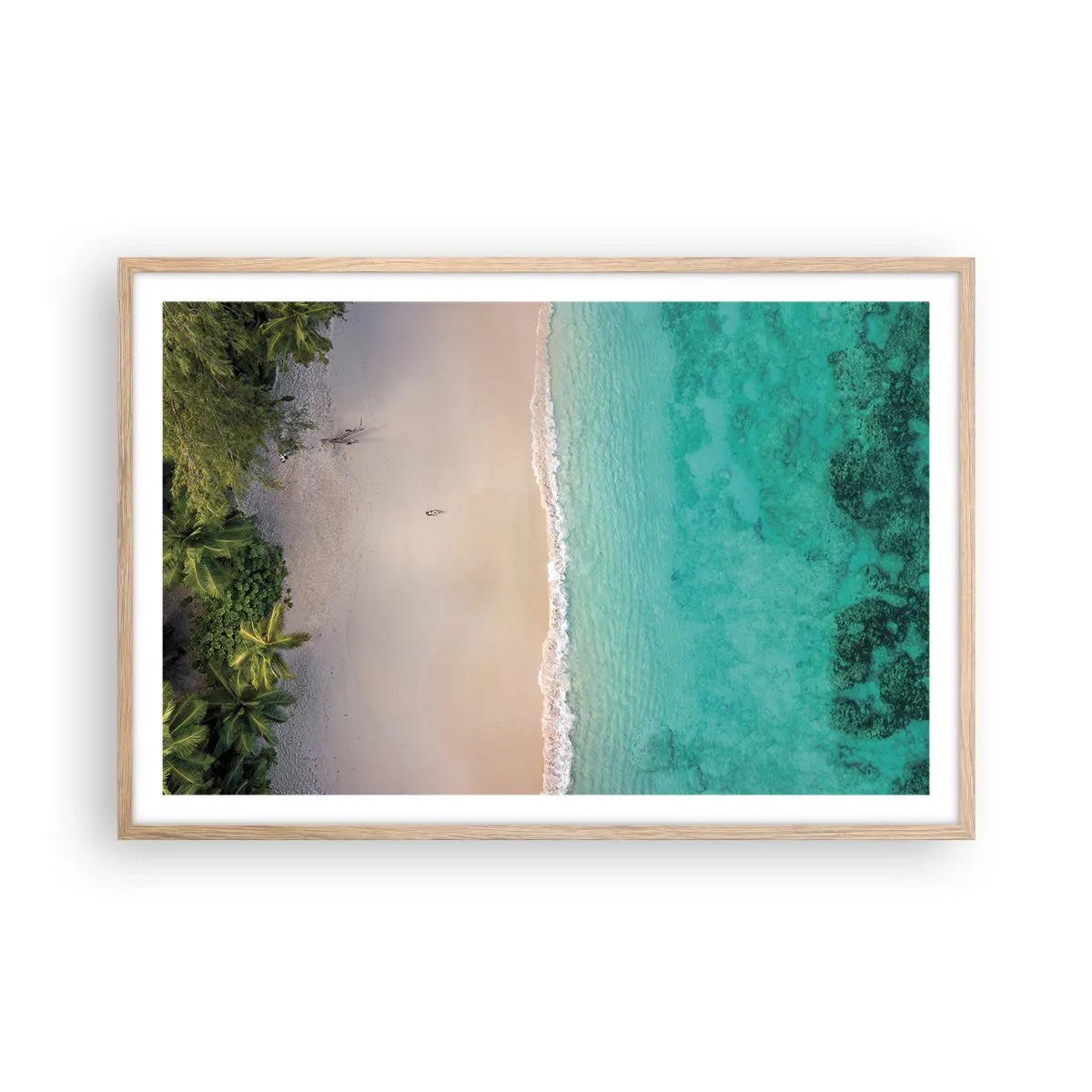 Affiche dans un chêne clair - Poster - Plage paradisiaque - 91x61 cm