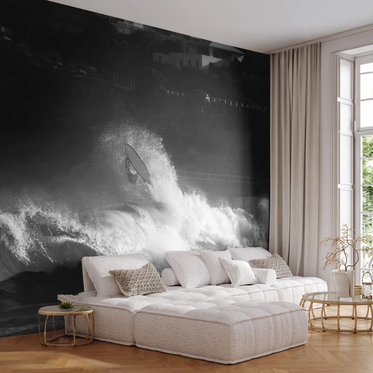Papier Peint Photo Premium Canvas - Défi accepté! - Surfant, Vague, Sports nautiques - 250x175 cm