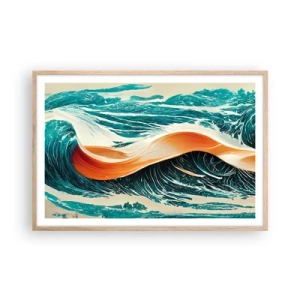 Affiche dans un chêne clair - Poster - Le rêve d'un surfeur - 91x61 cm