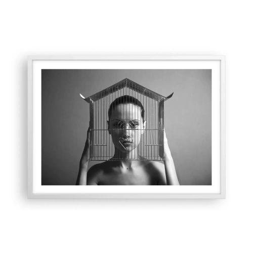 Affiche dans un cadre blanc - Poster - Portrait un peu surréaliste - 70x50 cm