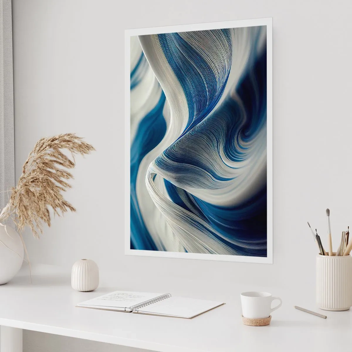 Affiche - Poster - La fluidité du bleu et du blanc - 30x40 cm