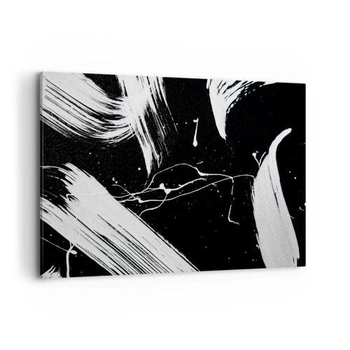 Impression sur toile - Image sur toile - Traits blancs abstraits sur fond noir - 120x80cm - Briser les ténèbres - Décoration murale moderne pour le salon et la chambre ARTTOR