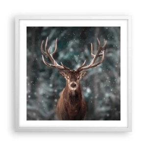 Affiche dans un cadre blanc - Poster - Roi de la forêt couronné - 50x50 cm