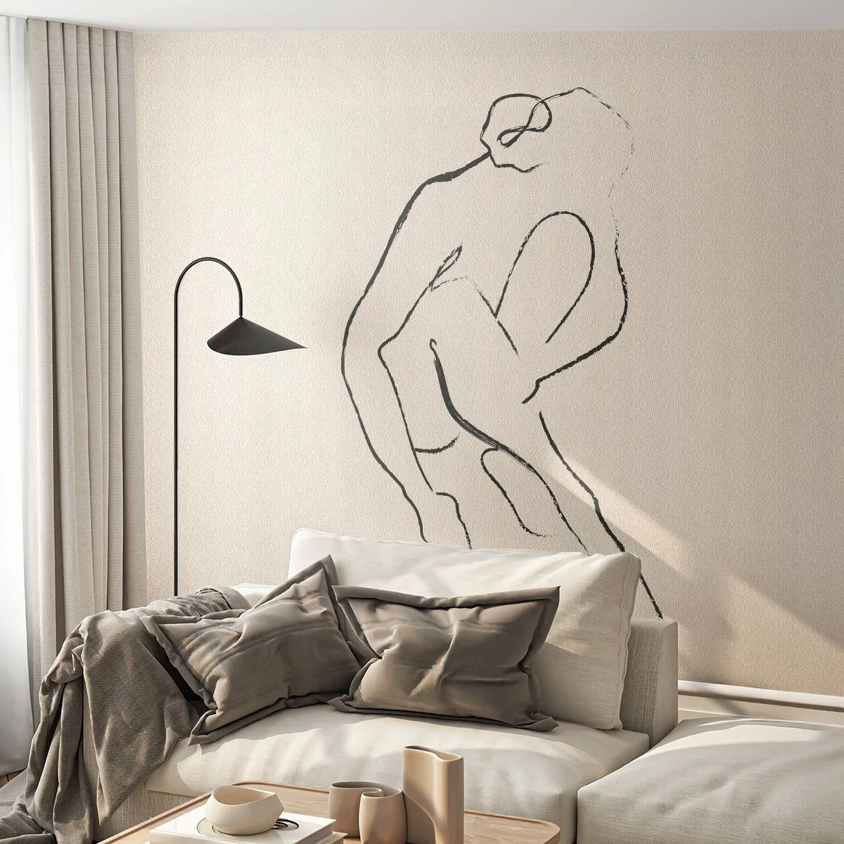 Papier Peint Photo Premium Canvas - Croquis intime - Minimalisme, Acte, Femme - 250x175 cm