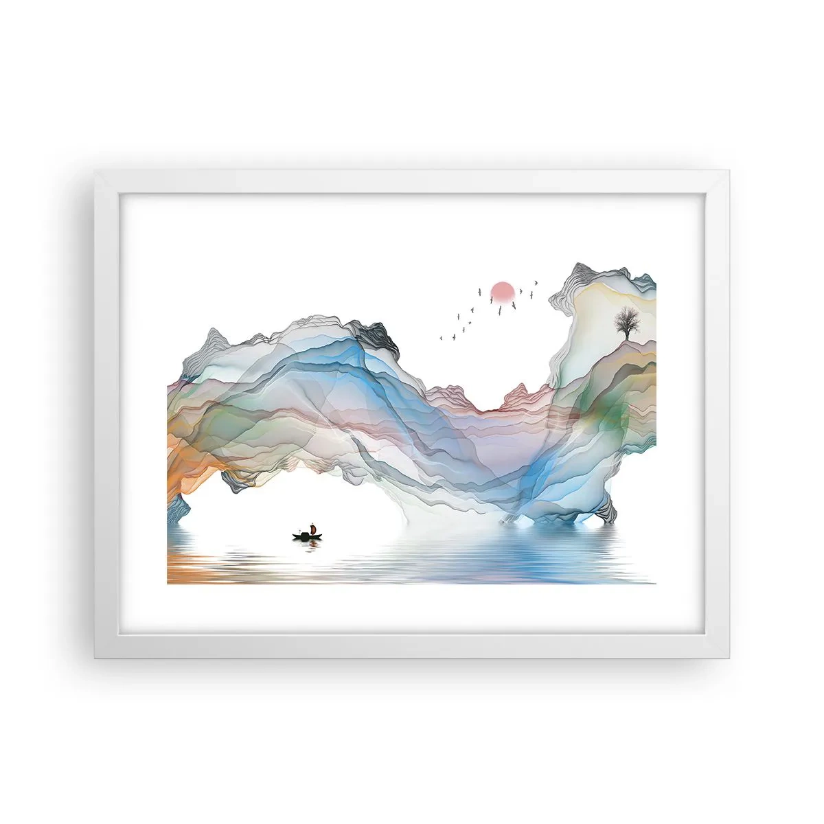 Affiche dans un cadre blanc - Poster - Vers les montagnes de cristal - 40x30 cm