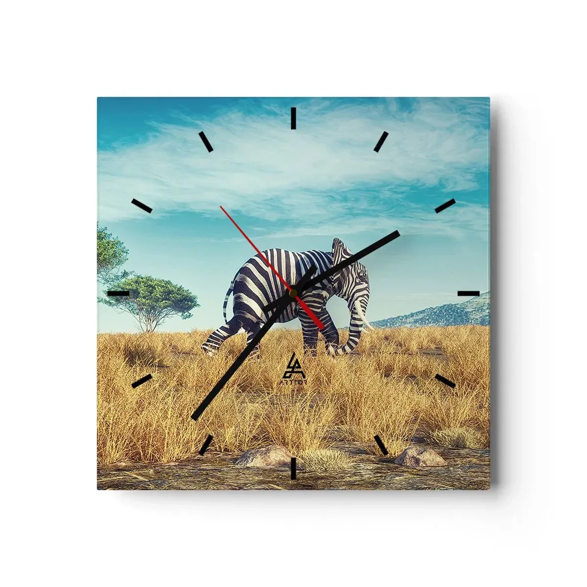 Horloge murale - Pendule murale - Zèbre dans un paysage africain - 30x30cm - Le gris n'est déjà plus à la mode - Décoration murale moderne pour le salon et la chambre ARTTOR