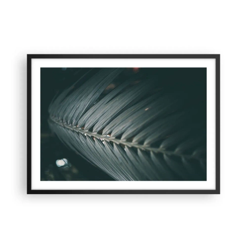 Affiche dans un cadre noir - Poster - Gros plan d'un détail de feuille de palmier aux tons sombres - 70x50cm - Précision de la nature - Décoration murale moderne pour le salon et la chambre ARTTOR