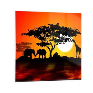 Impression sur verre - Image sur verre - Rencontre dans la savane - 30x30 cm