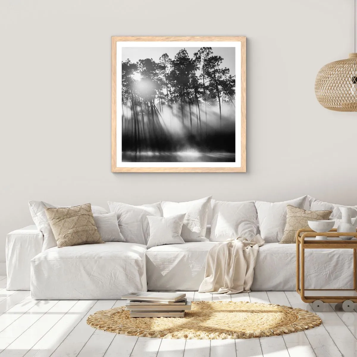 Affiche dans un chêne clair - Poster - Soleil inarrêtable - 40x40 cm