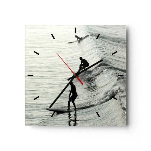 Horloge murale - Pendule murale - A la rencontre de la vague - 40x40 cm