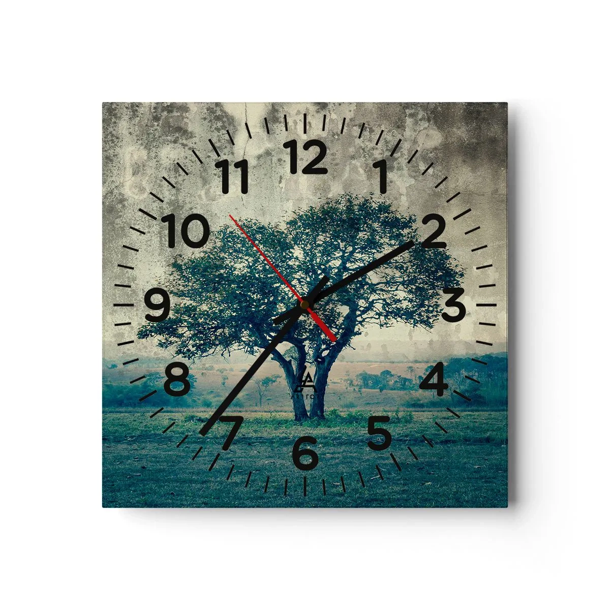 Horloge murale - Pendule murale - Un pommier sur un champ bleu ? - 30x30 cm