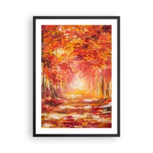 Affiche dans un cadre noir - Poster - Une avenue pittoresque aux couleurs d'automne - 50x70cm - Forêt de cuivre - Décoration murale moderne pour le salon et la chambre ARTTOR
