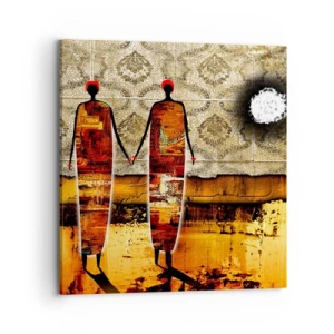Impression sur toile - Image sur toile - Composition ethnique aux couleurs de l'Afrique - 70x70 cm