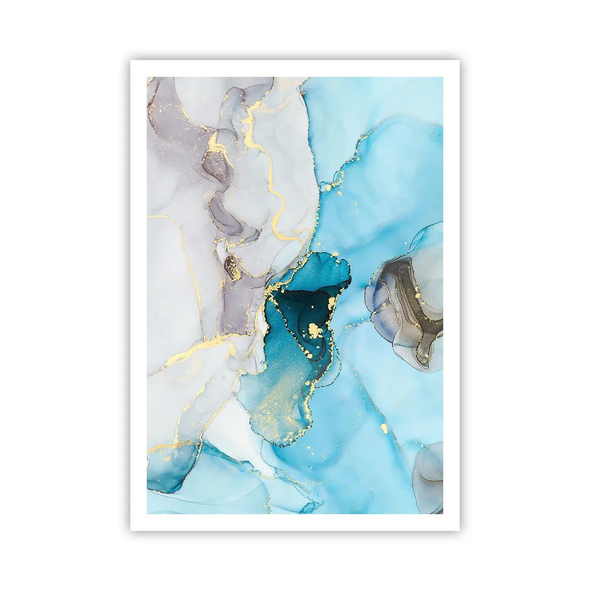 Affiche - Poster - Etude de la rencontre gris et turquoise - 70x100 cm