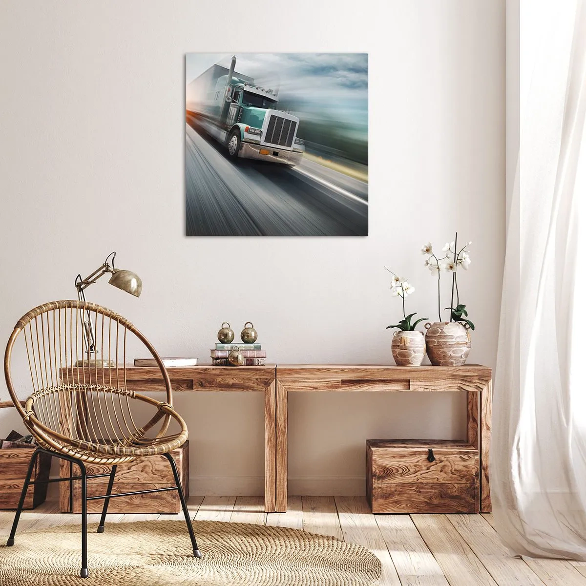 Impression sur toile - Image sur toile - Le géant américain est en fuite - 70x70 cm