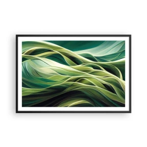 Affiche dans un cadre noir - Poster - Jeu de vert abstrait - 91x61 cm