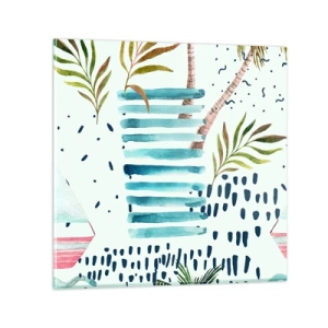Impression sur verre - Image sur verre - Des vacances sous les palmiers - 30x30 cm