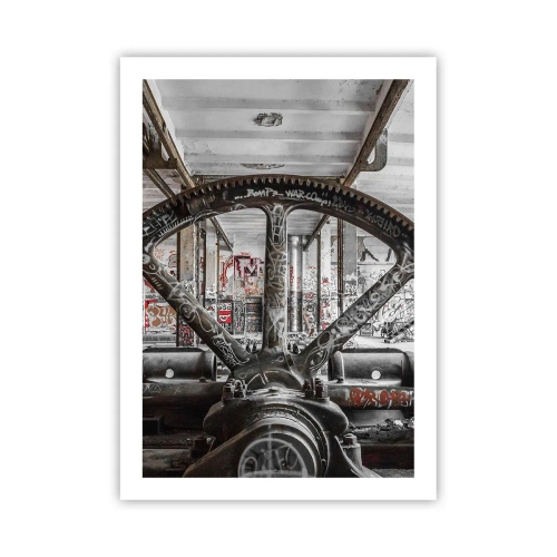 Affiche - Poster - Machine à graffitis industrielle dans une usine abandonnée - 50x70cm - Vie secrète d'une usine - Décoration murale moderne pour le salon et la chambre ARTTOR